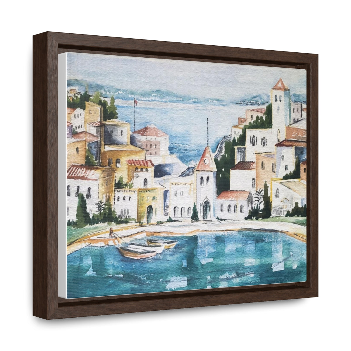 HW Watercolor City Gallery Canvas Wraps, Horizontal Frame