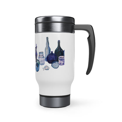 HW Blue Bottle Stainless Steel Travel Mug with Handle, 14oz