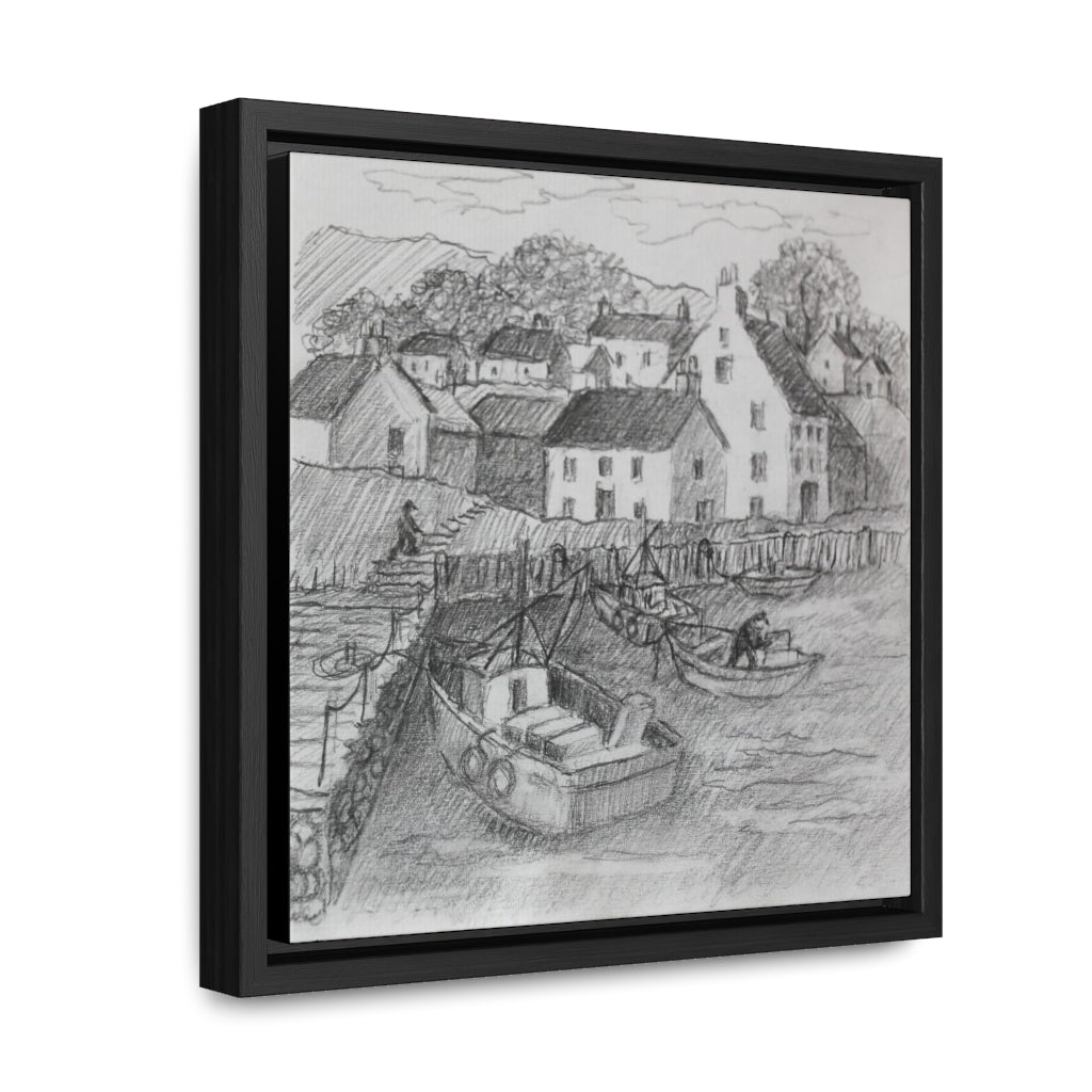 HW Fishing Vil Gallery Canvas Wraps, Square Frame